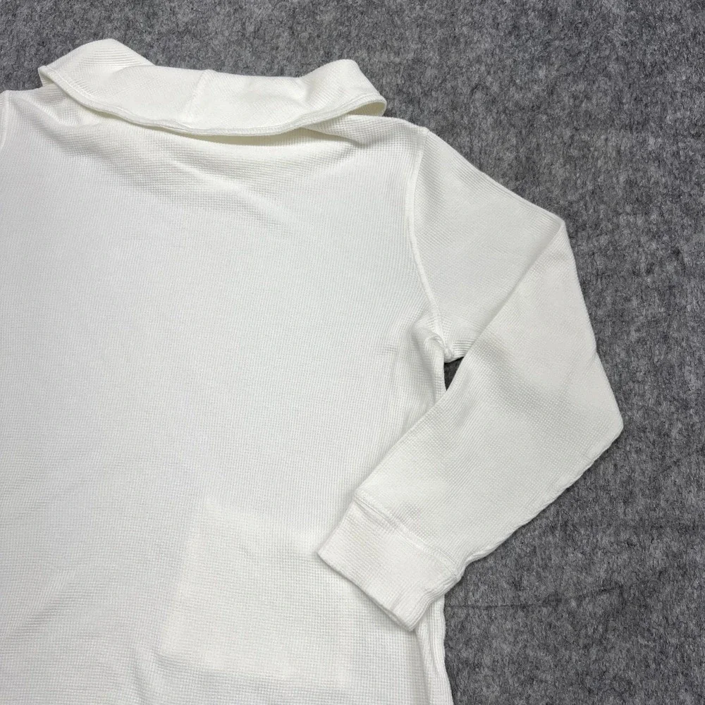 Chicos Zenergy Shirt Womens 2 12/14 Off White Waffle Knit Cowl Neck Pocket - Picture 13 of 16